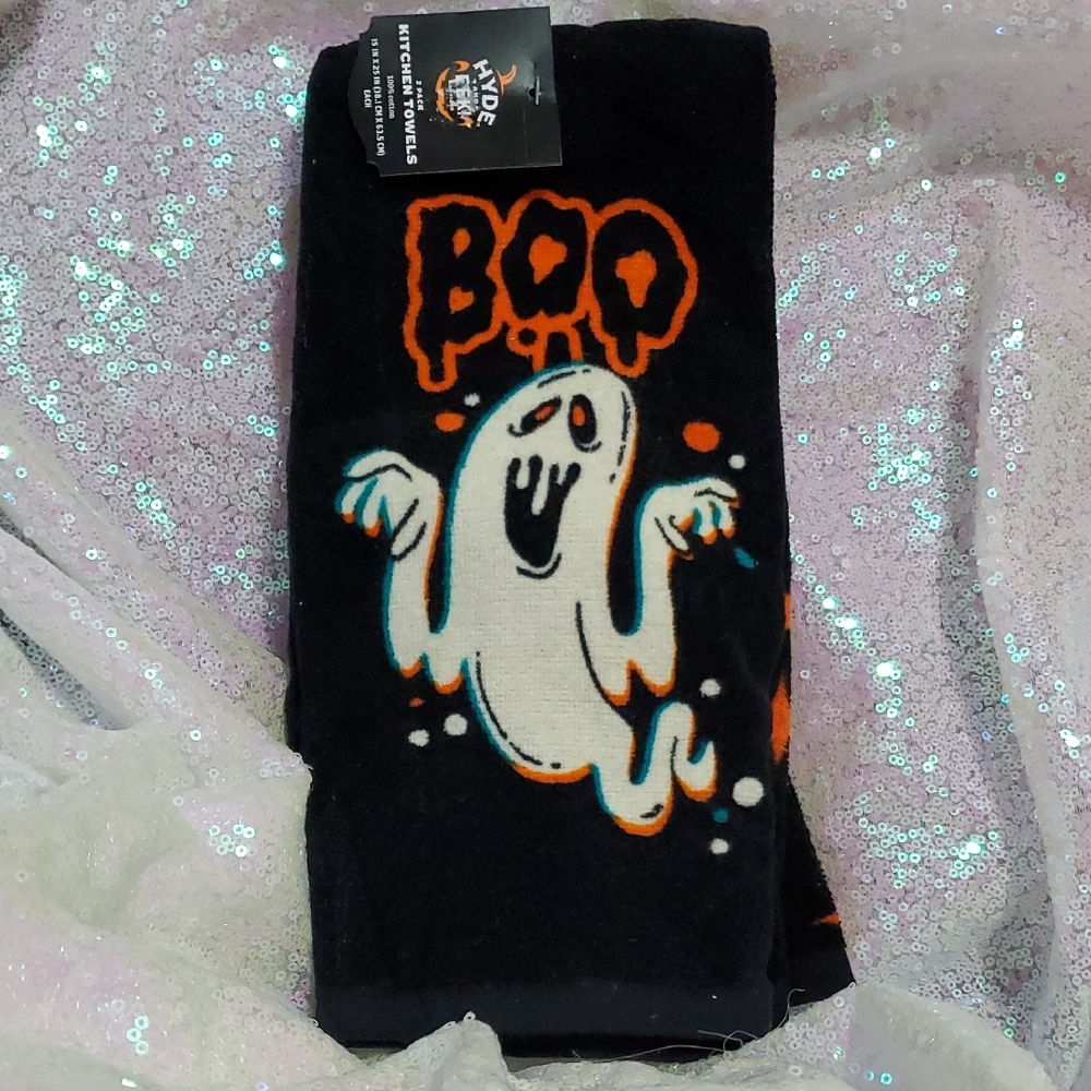 NWT BOO Ghost Spooky Kitchen Towels - 2 Pack